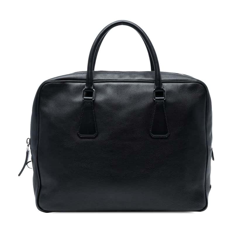 Prada Leather Business Bag Black Leather Good condition - Front View