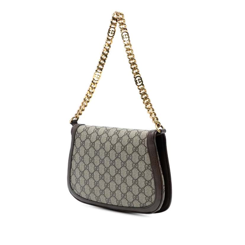 Gucci Small GG Supreme Blondie Chain Satchel Brown Canvas Good condition - Back View