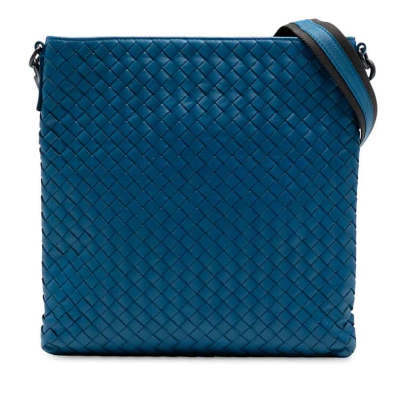 Bottega Veneta Nappa Intrecciato VN Crossbody Blue Leather Good condition - Front View