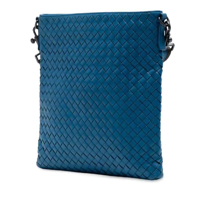 Bottega Veneta Nappa Intrecciato VN Crossbody Blue Leather Good condition - Back View