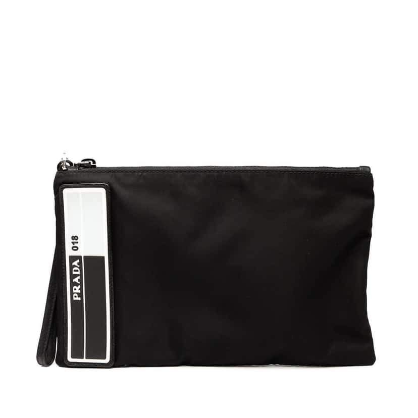 Prada Tessuto Logo Clutch Black Good condition - Front View