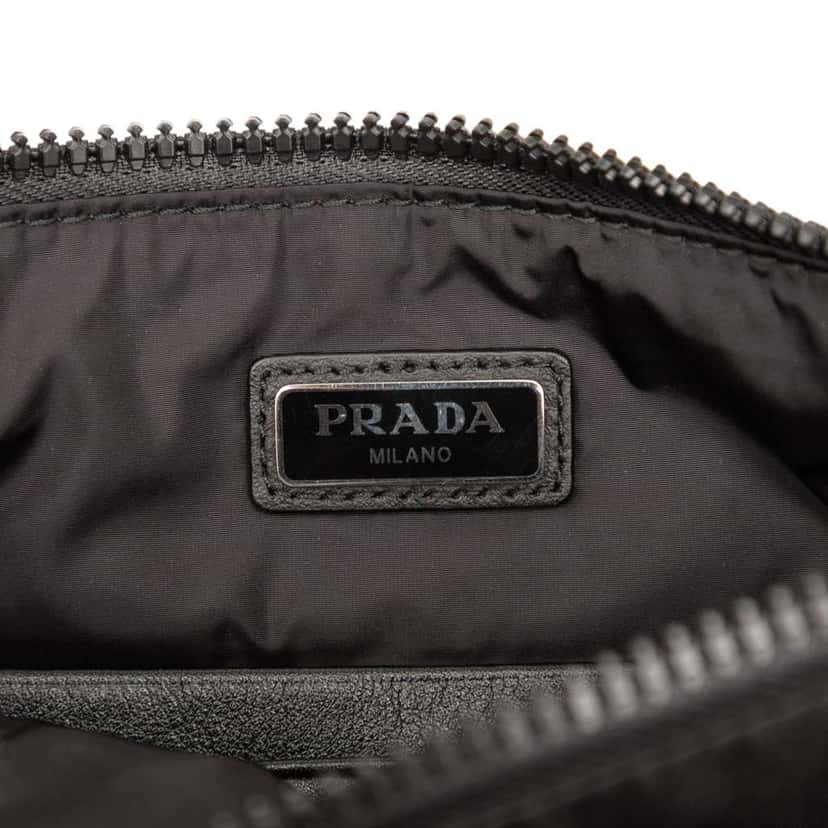 Prada Tessuto Logo Clutch Black Good condition - Box View