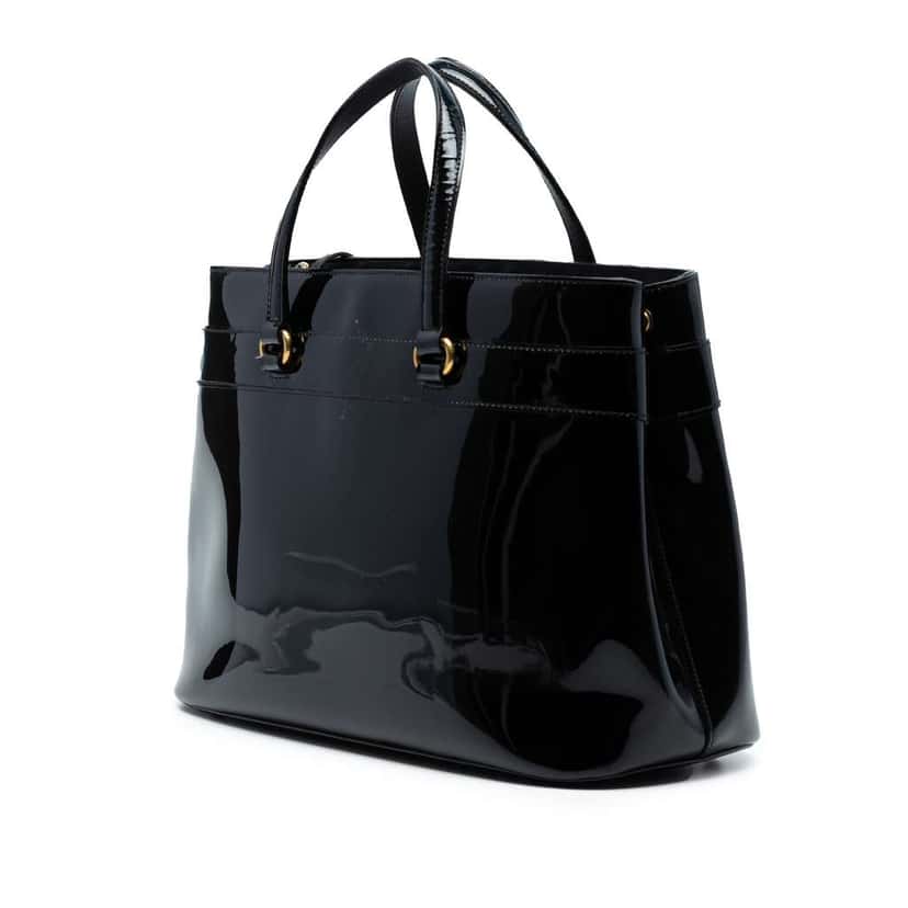 Gucci Patent Bright Bit Satchel Black Leather Good condition - Back View