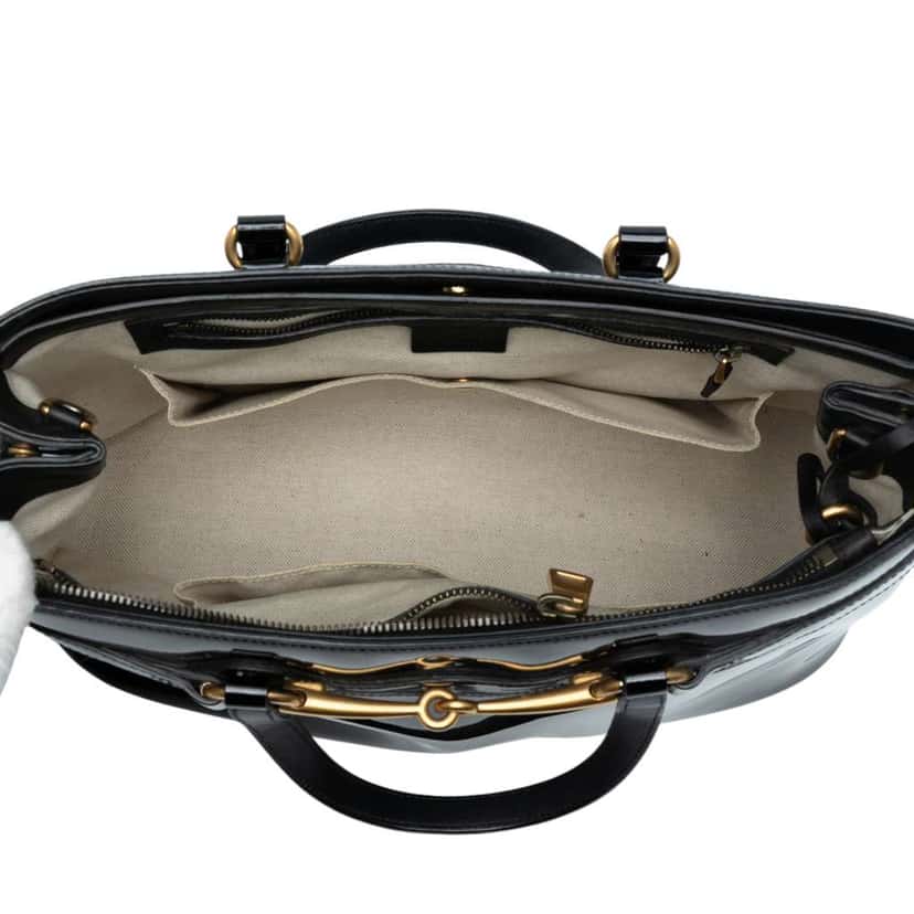 Gucci Patent Bright Bit Satchel Black Leather Good condition - Model View