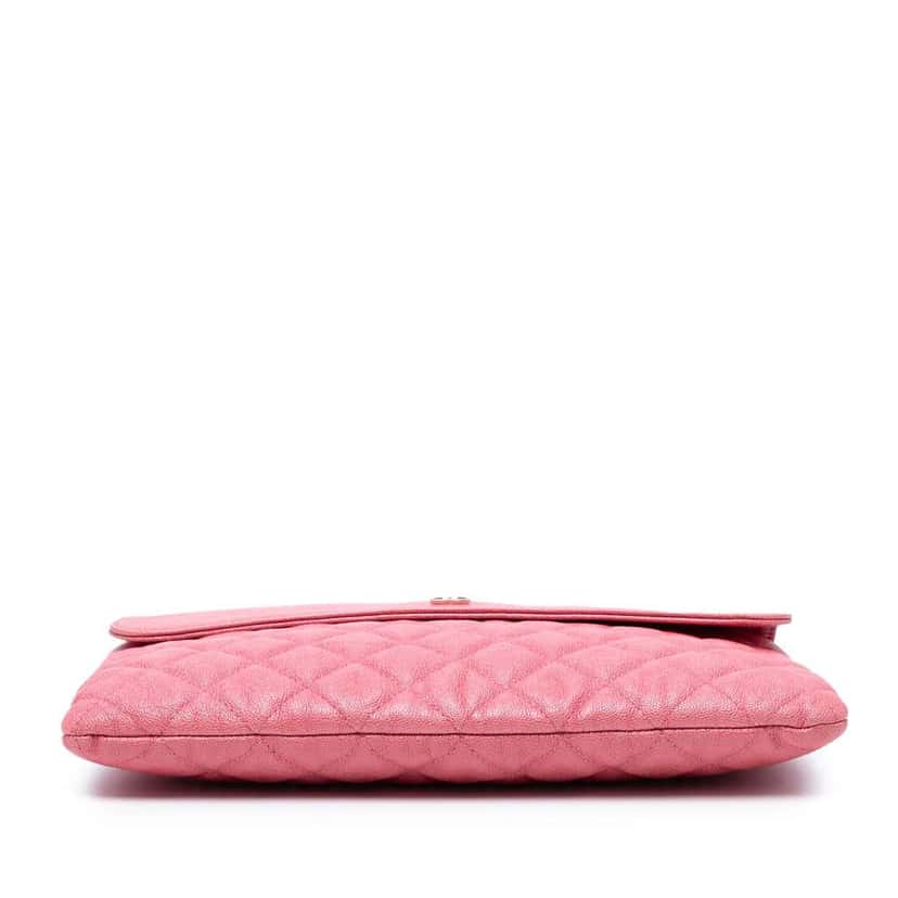 Chanel Medium CC Quilted Caviar Flap Cosmetic Case Pink Leather Good condition - Inside View