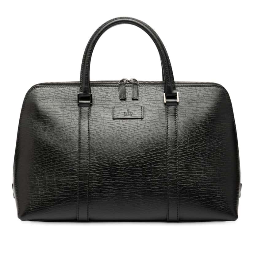 Gucci Textured Calfskin Handbag Black Leather Good condition - Front View