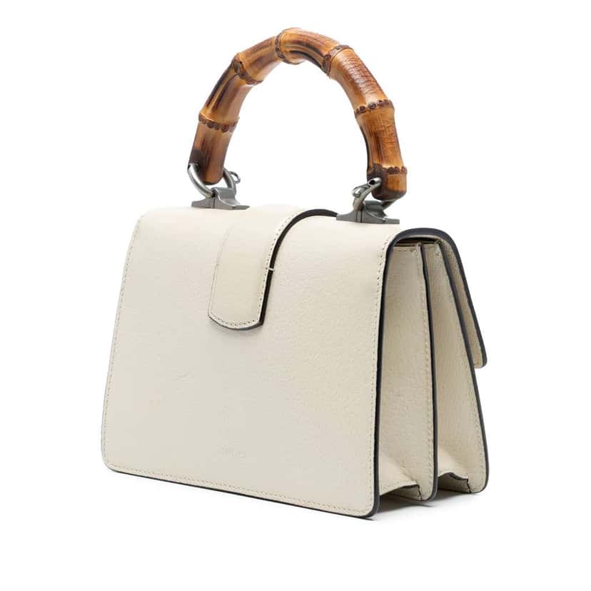 Gucci Mini Leather Bamboo Dionysus Web Satchel White Leather Good condition - Back View
