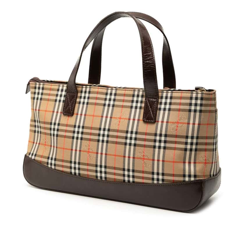 Burberry Haymarket Check Canvas Handbag Brown Canvas Good condition - Back View