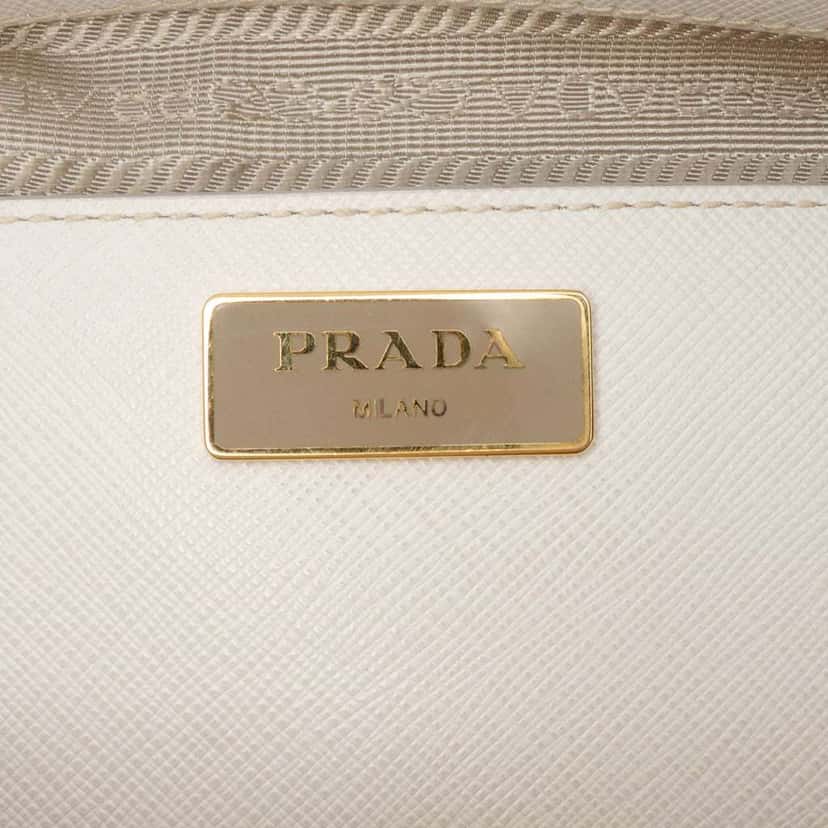 Prada Large Saffiano Lux Promenade Satchel White Leather Very good condition - Box View