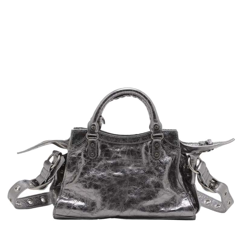 Balenciaga XS Metallic Lambskin Motocross Neo Cagole Silver Leather Good condition - Back View