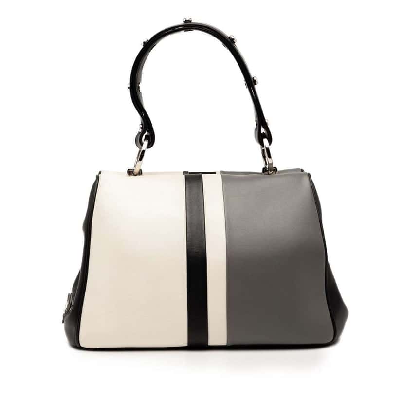 Prada Leather Baiadera Frame Bag Grey Leather Good condition - Front View