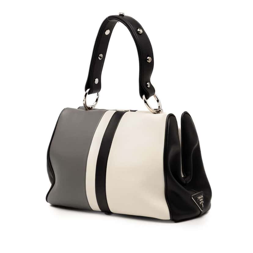 Prada Leather Baiadera Frame Bag Grey Leather Good condition - Back View