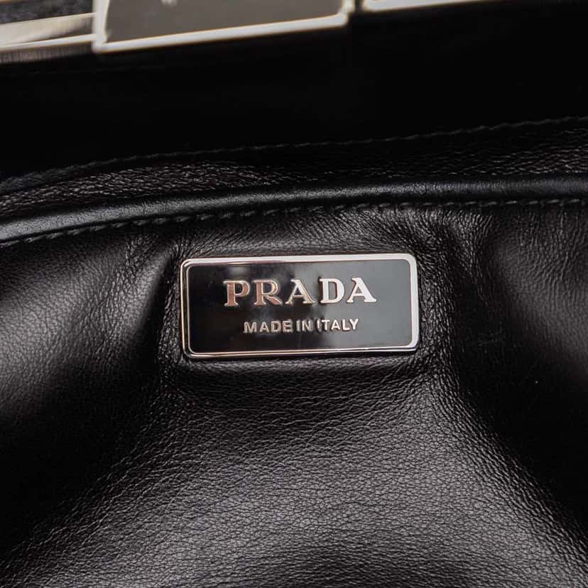 Prada Leather Baiadera Frame Bag Grey Leather Good condition - Box View