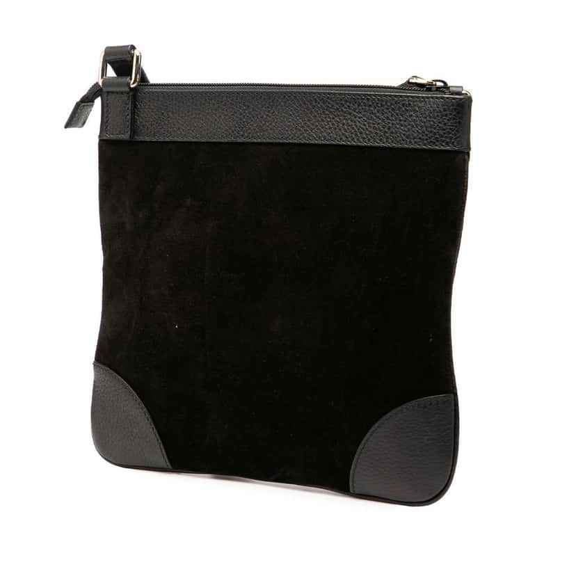 Gucci Guccissima Trimmed Suede Crossbody Black Leather Good condition - Back View