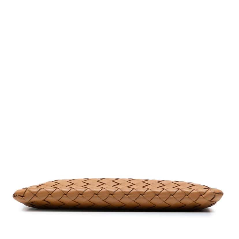 Bottega Veneta Large Nappa Intrecciato Flat Zip Pouch Brown Leather Good condition - Inside View