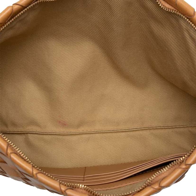 Bottega Veneta Large Nappa Intrecciato Flat Zip Pouch Brown Leather Good condition - Model View