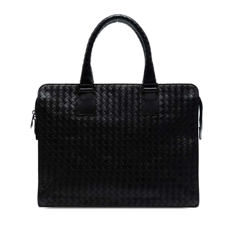 Bottega Veneta Nappa Intrecciato Business Bag Black Leather Good condition - Front View