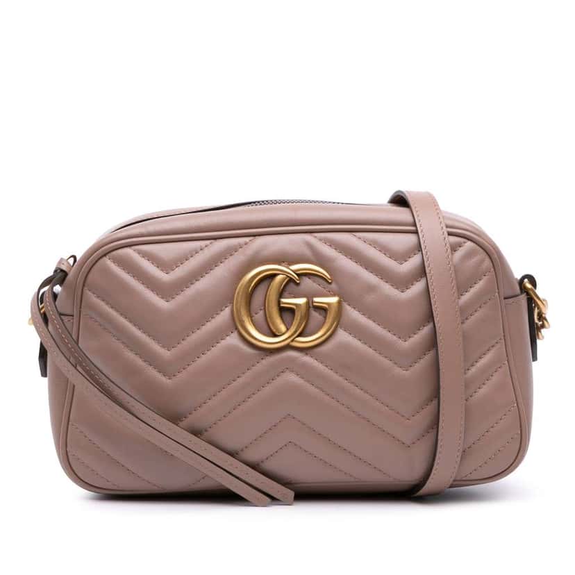 Gucci Small GG Marmont Matelasse Leather Crossbody Brown Leather Good condition - Front View