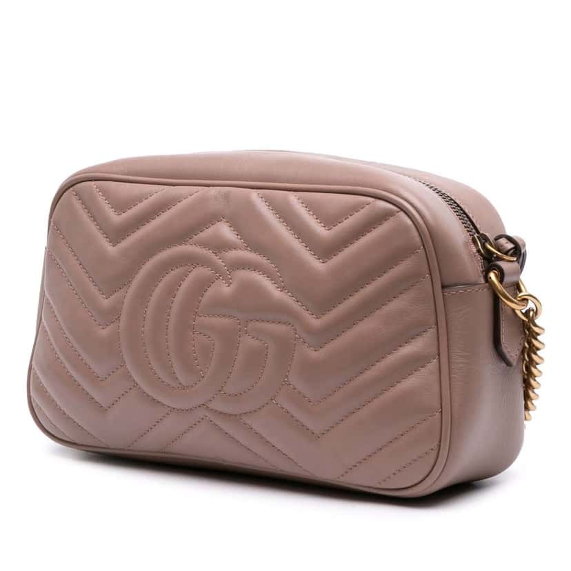 Gucci Small GG Marmont Matelasse Leather Crossbody Brown Leather Good condition - Back View
