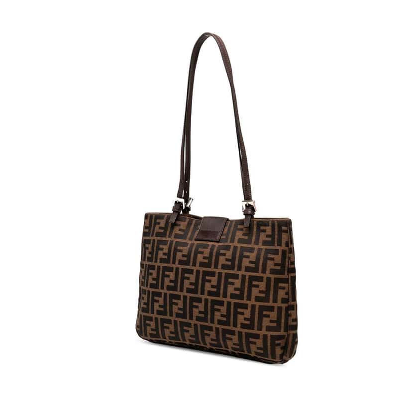 Fendi Zucca Canvas Shoulder Bag Brown Canvas Good condition - Back View