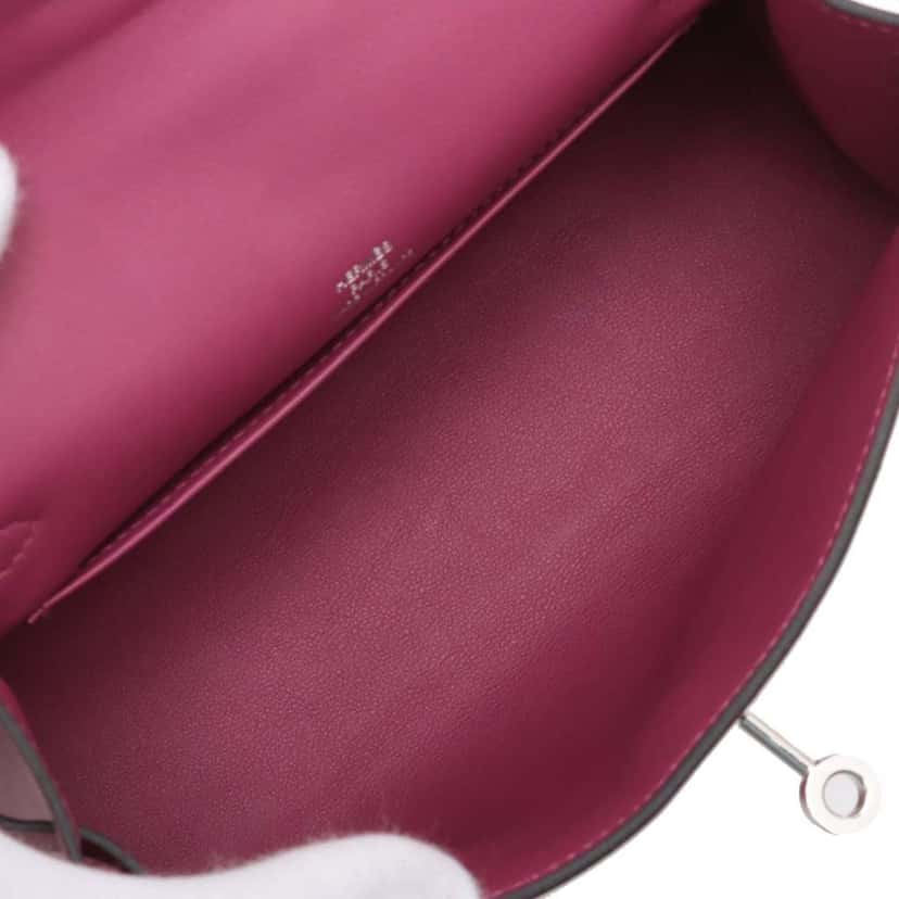 Hermès Swift Kelly Pochette 22 Purple Leather Good condition - Inside View