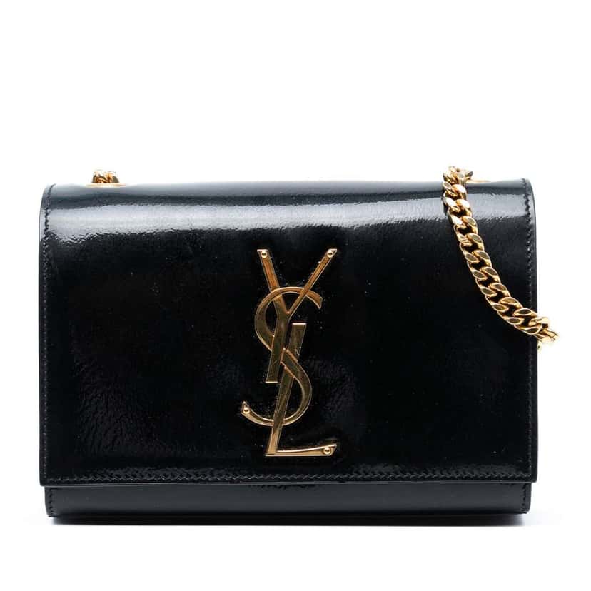 Saint Laurent Small Patent Monogram Kate Crossbody Black Leather Good condition - Front View