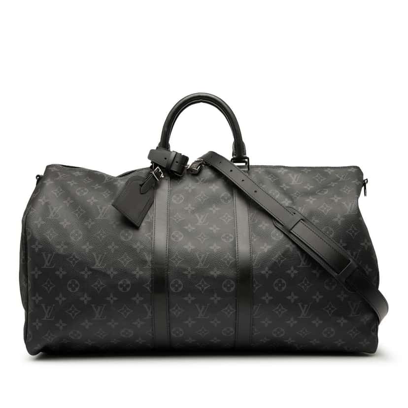 Louis Vuitton Monogram Eclipse Keepall Bandouliere 55 Black Good condition - Front View