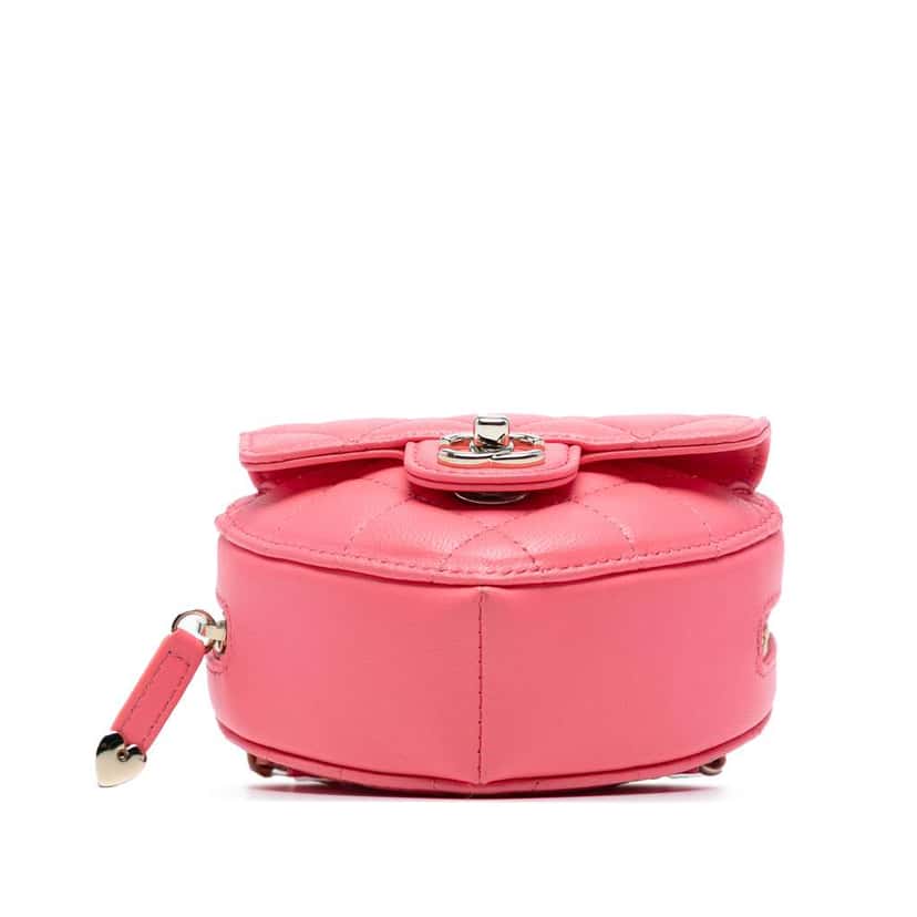 Chanel Mini Lambskin CC in Love Heart Crossbody Pink Leather Very good condition - Inside View