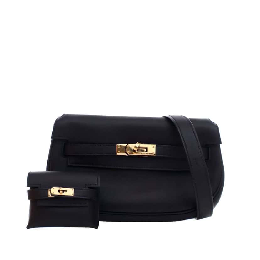 Hermès Swift Kelly Moove Black Leather Good condition - Front View