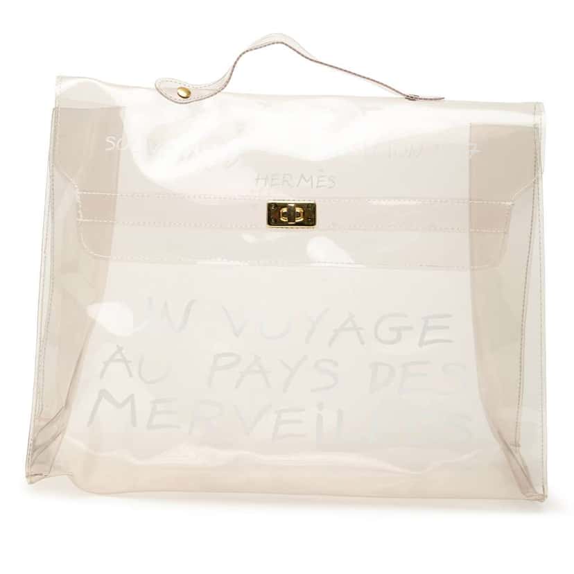 Hermès Vinyl Souvenir De L Exposition Kelly Handbag White Good condition - Front View