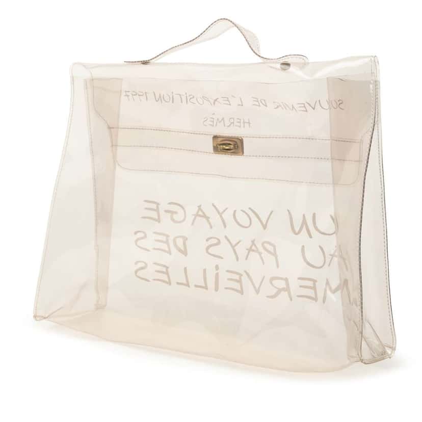 Hermès Vinyl Souvenir De L Exposition Kelly Handbag White Good condition - Back View