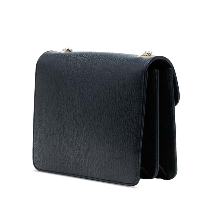 Gucci Small Dollar Calfskin Interlocking G Crossbody Black Leather Good condition - Back View