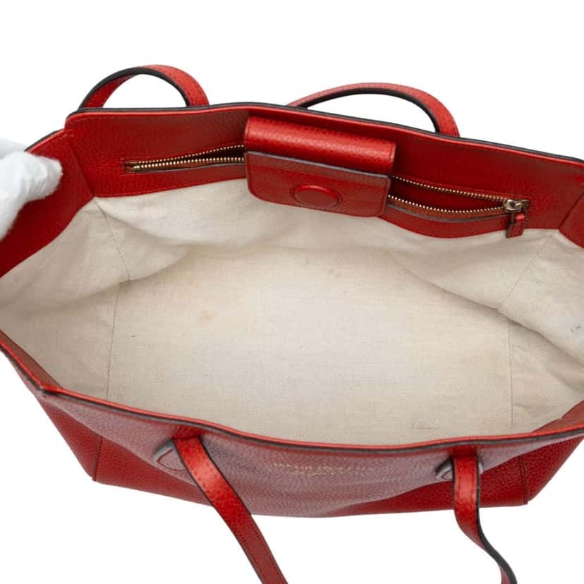 Gucci Medium Dollar Calfskin Swing Tote Red Leather Good condition - Model View