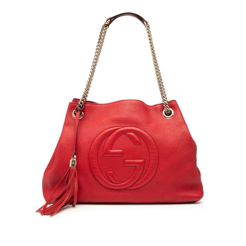 Gucci Medium Leather Soho Chain Tote Red Leather Good condition - Front View