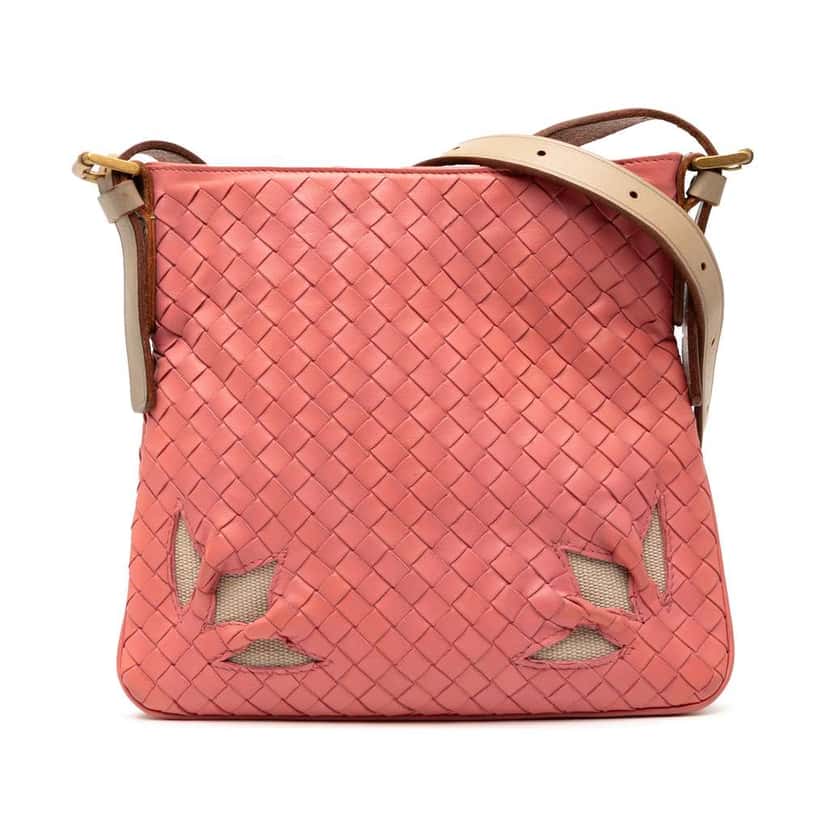 Bottega Veneta Nappa Intrecciato Crossbody Pink Leather Very good condition - Front View