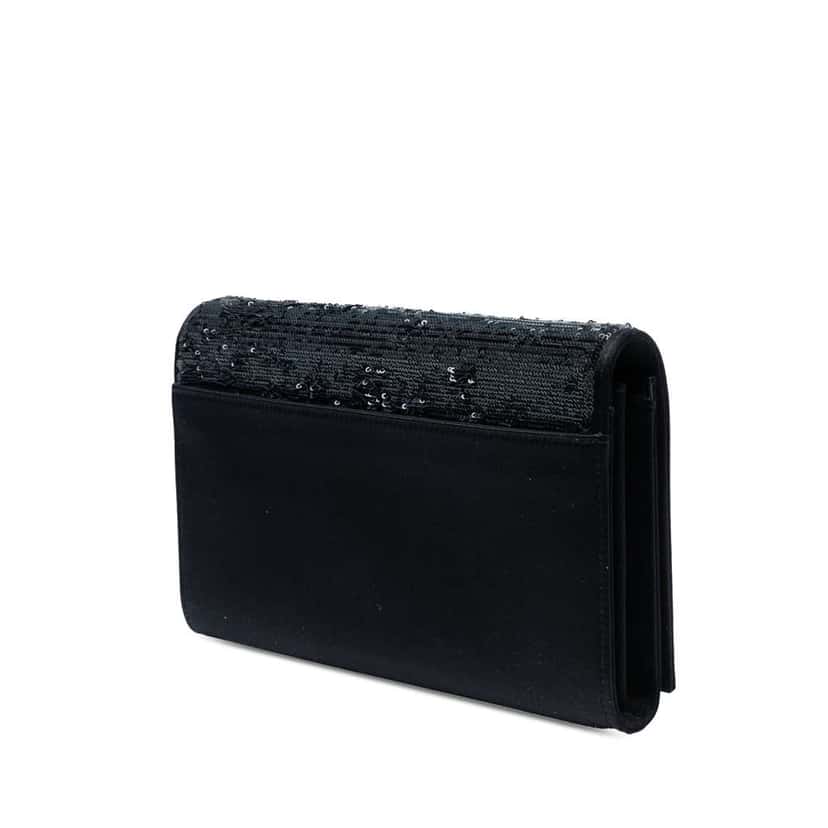 Saint Laurent Sequin Monogram Kate Wallet on Chain Black Very good condition - Back View