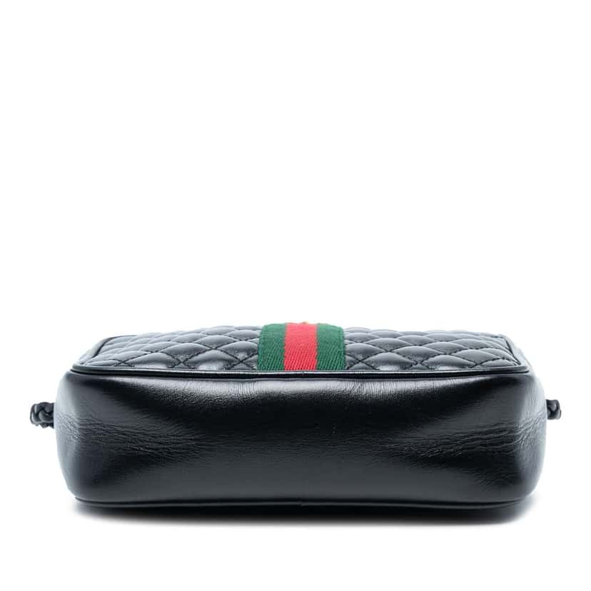 Gucci Mini Quilted Leather Web Trapuntata Crossbody Black Leather Good condition - Inside View