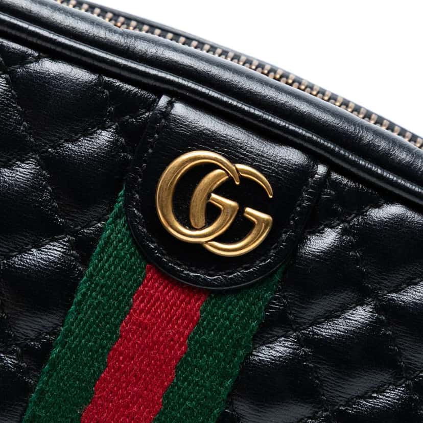 Gucci Mini Quilted Leather Web Trapuntata Crossbody Black Leather Good condition - Box View