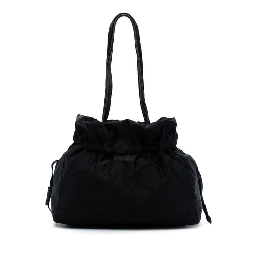 Prada Tessuto Logo Drawstring Tote Black Good condition - Front View