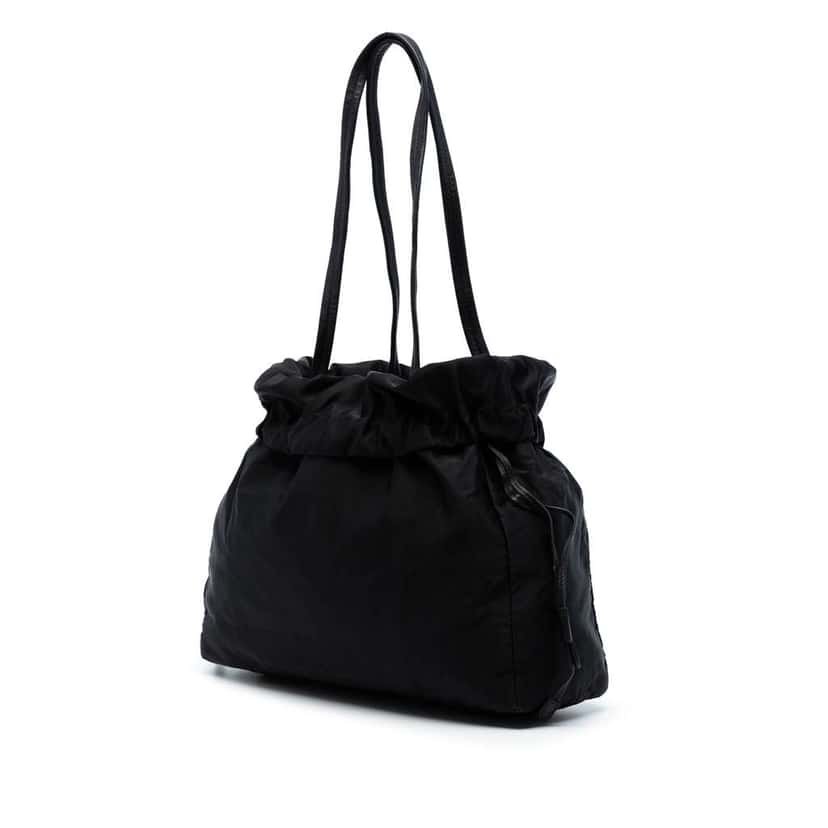 Prada Tessuto Logo Drawstring Tote Black Good condition - Back View