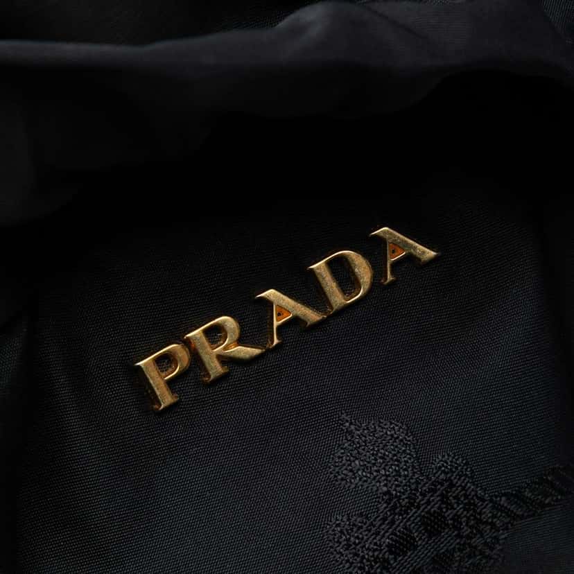 Prada Tessuto Logo Drawstring Tote Black Good condition - Box View