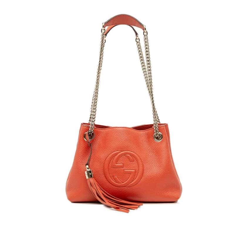 Gucci Small Leather Soho Chain Tote Orange Leather Good condition - Front View