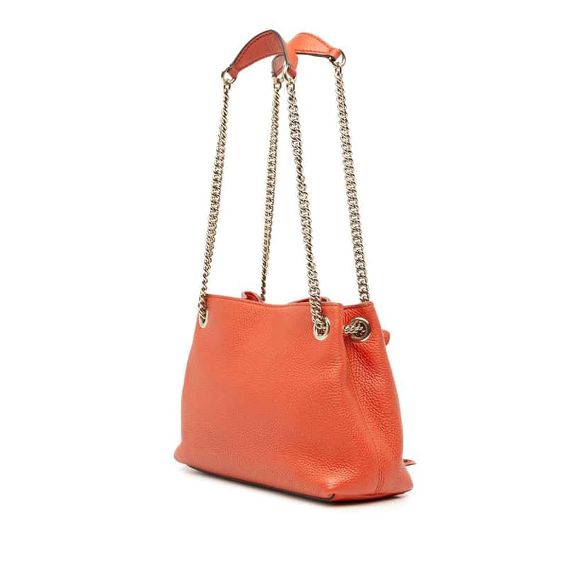 Gucci Small Leather Soho Chain Tote Orange Leather Good condition - Back View