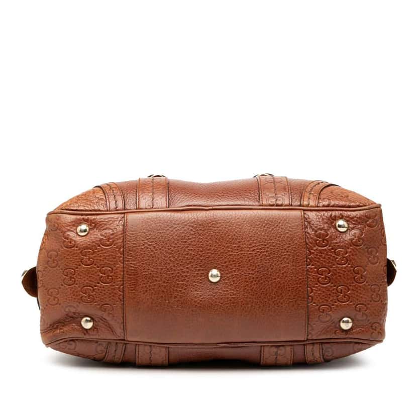 Gucci Guccissima Trimmed Leather Signoria Boston Bag Brown Leather Fair condition - Inside View