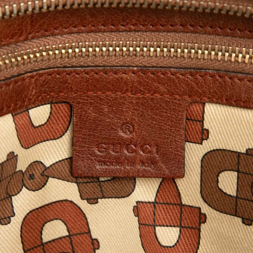 Gucci Guccissima Trimmed Leather Signoria Boston Bag Brown Leather Fair condition - Box View