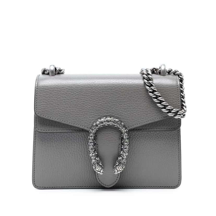 Gucci Small Leather Dionysus Crossbody Grey Leather Good condition - Front View