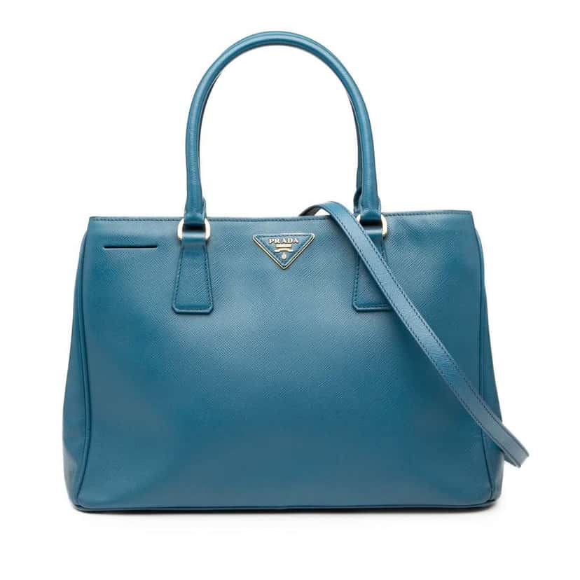Prada Medium Saffiano Lux Galleria Satchel Blue Leather Good condition - Front View
