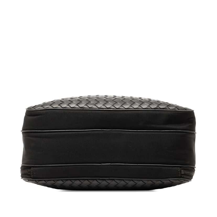 Bottega Veneta Nappa Intrecciato Trimmed Canvas Messenger Bag Black Leather Very good condition - Inside View