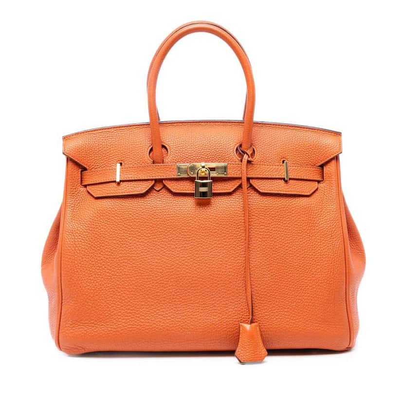 Hermès Togo Birkin Retourne 35 Orange Leather Good condition - Front View