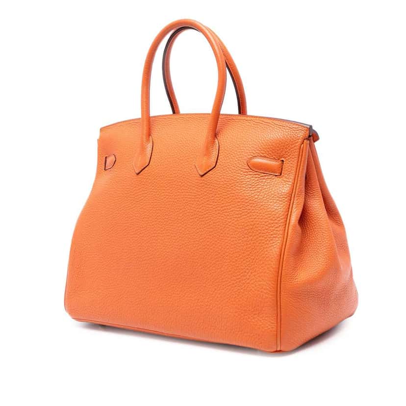 Hermès Togo Birkin Retourne 35 Orange Leather Good condition - Back View